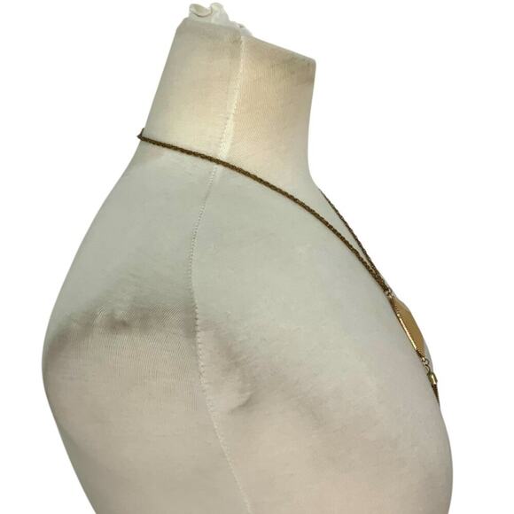 Vintage Peach Cabochon Tassel Pendant Necklace - Picture 3 of 4